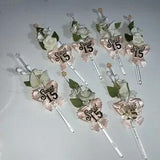 Sweet 15 Party Favors 7 Vintage Calla Lily & Rose Picks Clay Like Real