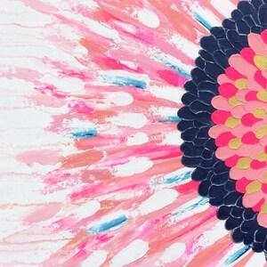 Original FLORAL painting/impressionist painting/sunflower painting/pink sunflower/pink white painting/pink gold art/pink wall art