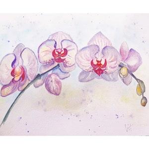 Orchid Painting Watercolor Floral Still Life 100% Handmade Painting 9.5 by 13 Inches / A 4 Wall Art To Order  By Viktoriya Filipchenko