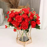 30cm Pink Silk Peony Artificial Flowers Bouquet 7 Big Head 4 Small Bud Fake...