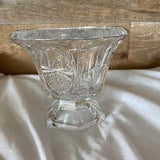 Crystal Compote Pedestal Dish Hexagon Base Sunflower Pattern Vintage Crystal Candy Dish Collectible Crystal Bowl Cut Crystal Dish Flower
