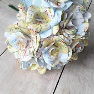 6 x Map Paper Flowers, Paper Roses, Bouquet, Paper Roses, Bridal Bouquet, Travel Wedding, Map Bouquet