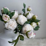 Dried Look Peony with Bud Stem - Artificial Flower / Centerpieces / DIY Floral / Wedding / Home Decoration / Gifts / White
