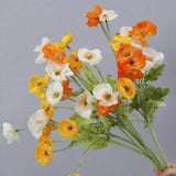 Four Heads Poppy Artificial Flowers Dried Silk Clothes Country Bonsai Decoration