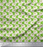 Soimoi Green Velvet Fabric Peony Floral Print Fabric by the metre-9rC