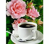 Diamond Painting Peony Pink Flowers And Coffee Design House Displays Decorations
