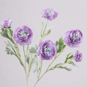 Ranunculus with Buds, Fake Buttercup Stem, Artificial Flowers, Home Floral Decor, Wedding Party Arrangement Centerpiece, Bloom for Bouquet