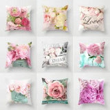 PEONY FLOWER POLYESTER CUSHION COVER PILLOW CASE HOME SOFA DECOR 45X45 CM