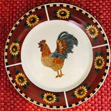 large rooster platter, 11 & 1/2 inches, SUNFLOWER DESIGN....vintage item. Made in China Ceramic Plate.