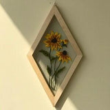 Carved Wooden Frame Embroidery Wall Hanging Decor, Finished Embroidered Hope art,Handmade Embroidery Design,Cross Stitch SunFlowers Display