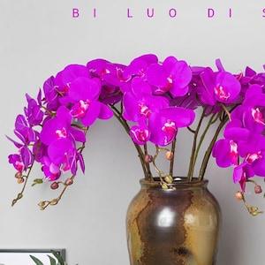 realistic single orchid 9 heads silk orchid faux flowers artificial flowers table decorated with fake flower faux orchid stem white orchid