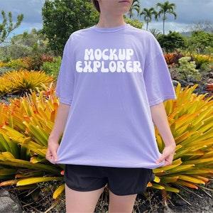 Comfort Colors 1717 Orchid Mockup, Comfort Colors Outdoors Mockup, 1717 Orchid, Nature Outdoors Mockup, Trendy Aesthetic Mock, Oversized Tee