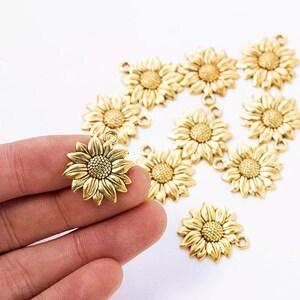 10pcs Sunflower Charm |Sunflower pandent| Bulk Sunflower Charms| Flower Charms| Sunflower Connector Charms| Sunflower Connector Charm
