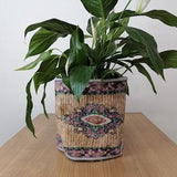 Basket planter, Oriental gifts, Cool basket, Boho decor basket, Woven planter, Indoor planters, Craft basket, Desk organizer, Orchid pot