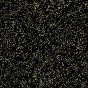 Metallic Peony Outlines Black/Gold 100% Cotton Fabric by The Yard