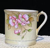 Rare Vintage Nippon Hand Painted Pink Peony Flower Mug Cup Gold Trim Art Deco