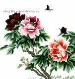 Chinese 100% real natural silk thread,su hand embroidery kits:flower peony