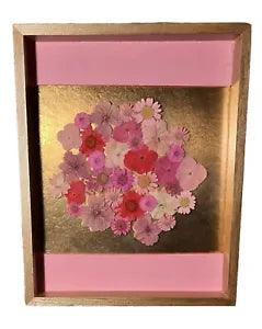 Pink And Gold Pressed Flower Art