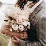 Cute roses with cotton bouquet boho wedding dried flowers bunch bridal preserved floral set long lasting handmade bride bouquet