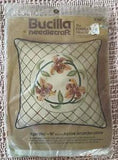 Vtg Bucilla Tiger Lilies Flower Needlepoint Pillow Kit Square 16 In #3535 NOS