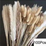 100 PCS Pampas Grass Artificial Decor Flower Bunch Home Wedding Dried Bouquets