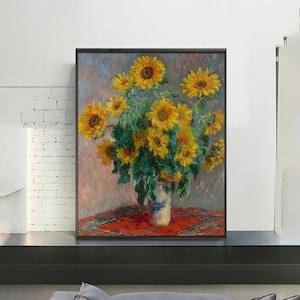 Bouquet of Sunflowers-Claude Monet,Home office decor,Realism,Impressionism,canvas Wall Art poster Gift Ideas,Custom sizes available