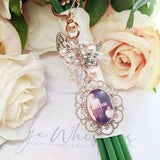 Rose Gold Memorial Photo Lace Edge Bouquet Charm With Beaded Cluster, Memory Photo Charm, Wedding Charm, Posy, Keepsake, Rhinestone Pendant