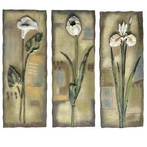Silvia Vassileva 3D Floral Wall Plaques Tulip/Lily/Orchid Multicolored Set of 3