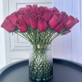 Dark Red Wooden Rose Bouquet Arrangement - 100 Burgundy Roses in Modern Charcoal Vase - Everlasting Artificial Floral Display