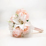 Wedding bouquet White Tiger Lily, Blush Peonies and Lilies of the Valley flowers, bridal bouquet, wedding wrist corsage and boutonniere set