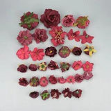 35Pcs Burgundy Artificial Silk Flower Head DIY Accesories Bulk Material Pack