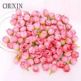 100pcs Artificial Rose Bud Wedding Flower Wall Material Wrist Flower Crafts DIY