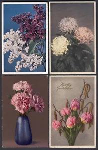 Postcard X80 Greeting Flowers Lilac Chrysanthemum Tulips Carnation Sweden old 4