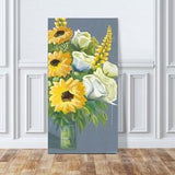 Large Hand Painted Canvas Sunflower Original Painting, 24x48