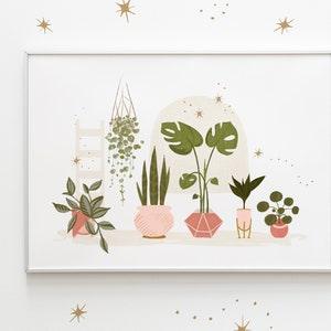 House Plant Print | Plants and Windows | Illustrated 8x10" Wall Decor | Plant Lovers | Nature Illustration | BeeAndAster | Bee and Aster