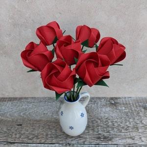 Origami red roses, 1st wedding anniversary gift for wife, paper flowers bouquet, eco friendly Valentine's Day