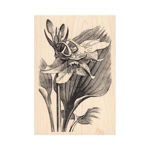 Orchid 995N Beeswax Rubber Stamps Flower Unmounted, Cling, Mounted Stamp Scenic, Landscape Stamping