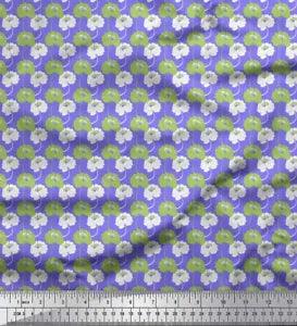Soimoi Purple Velvet Fabric Peony Floral Decor Fabric Printed metre-z8D