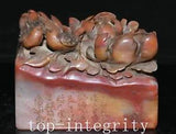 3.9'' Old China Dynasty Shoushan Stone Tree peony Flower Seal Stamp Signet