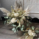 Boho bouquet/ boho wedding bouquet/ cream rose bouquet/ dried flower bouquet/ rose and gypsophila bouquet/ dried flower bouquet/ bridal