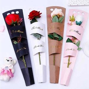 Wrapping Gift Box Flower, Carnation Flower Arrangement with handle rose flower, Home Decoration Wedding Mother's Day Gifts