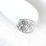 AVRIL ring, Birth jewel, Women's ring, Ecological jewel, Vintage, Recycled, Design April 1950, Sunflower, Sterling plated, Silverware