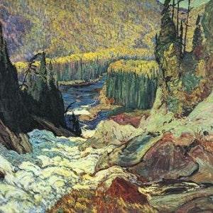 J.E.H. MACDONALD  " Montreal River " NEW Giclee Canvas Group Of Seven Founder Canadian Painter Landscape Sunflower Floral Growth Outdoor