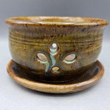 Orchid Succulent Cactus Planter Indoor Pot Vase Hand Carved Pottery Rustic Planter, Farmhouse Decor Cabincore Gift for Mom Cottagecore