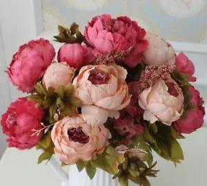 Silk Flower European Bouquet Artificial Flowers Vivid Rose Peony Plant Decor NEW