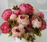 Silk Flower European Bouquet Artificial Flowers Vivid Rose Peony Plant Decor NEW
