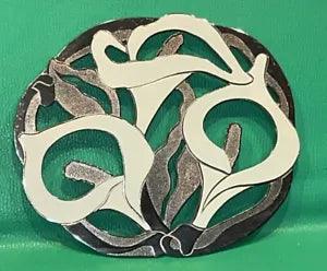 Vintage CALLA or PEACE LILY Trivet or Plant Stand ?Wm A Rogers Co 9.5x8.25???