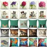 Animal and Flower Cotton Linen Pillow Cover Sofa Cushion Covers Pillowcases Gift