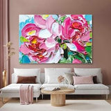 Pink Rose Bouquet Brush Traces Decorative Roll Up Canvas, Stretched Canvas Art, Framed Wall Art Painting