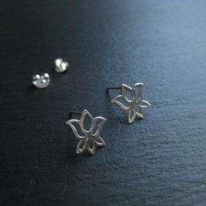 Small Lotus Flower Stud Earrings . Sterling Silver 925 . Mandala Earrings . Yoga Earrings . Bohemian Jewelry New CANADA